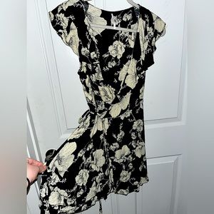 Free People black and white floral wrap dress